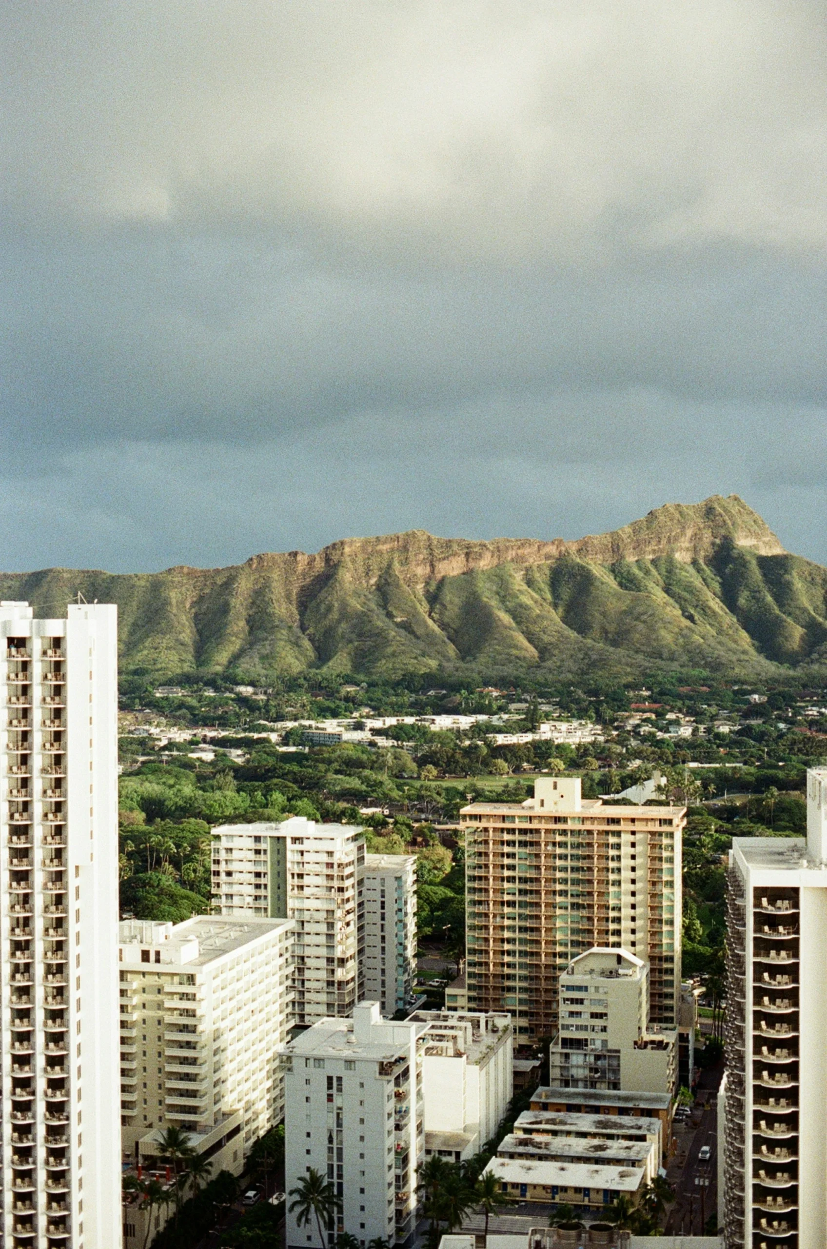 view of a city scape with high rise buildings